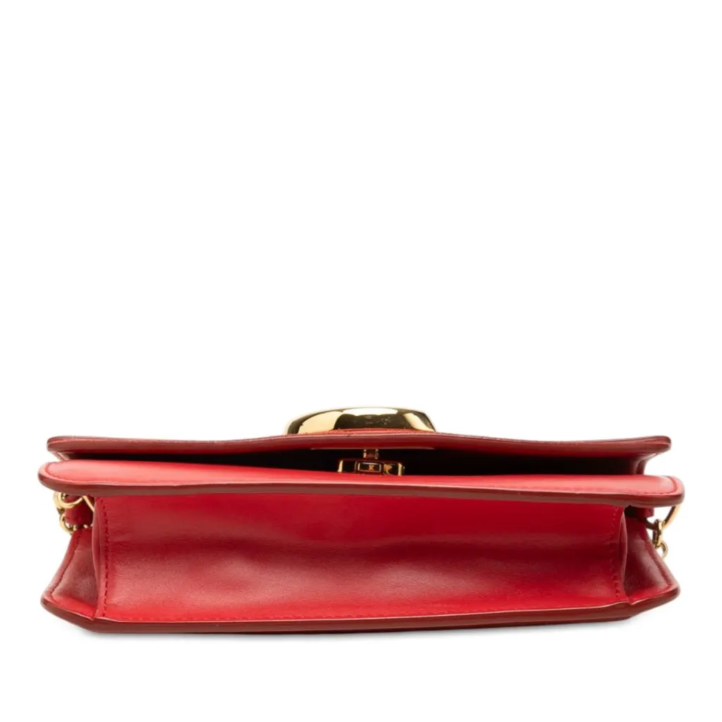 Chloé Mini Calfskin and Suede C Chain Crossbody Red Leather Good - Inside View