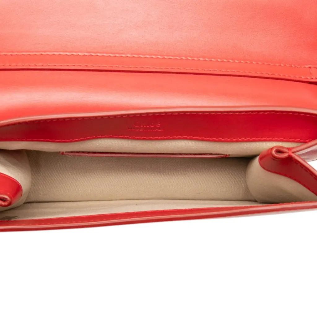 Chloé Mini Calfskin and Suede C Chain Crossbody Red Leather Good - Model View