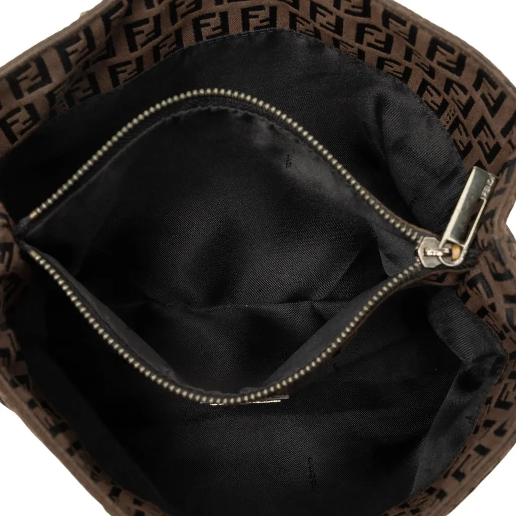 Fendi Zucchino Canvas Handbag Brown Canvas Good - Model View