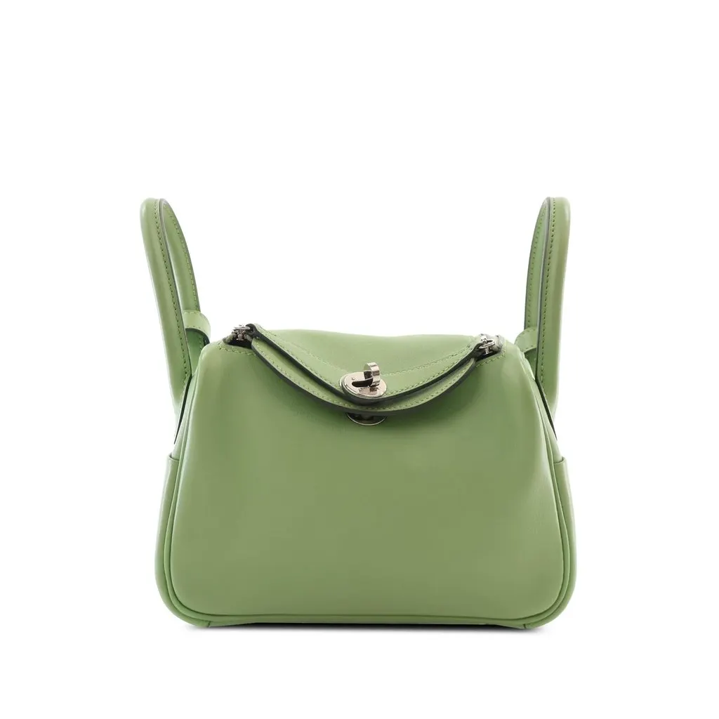 Hermès Mini Swift Lindy 20 Green Leather Good - Front View
