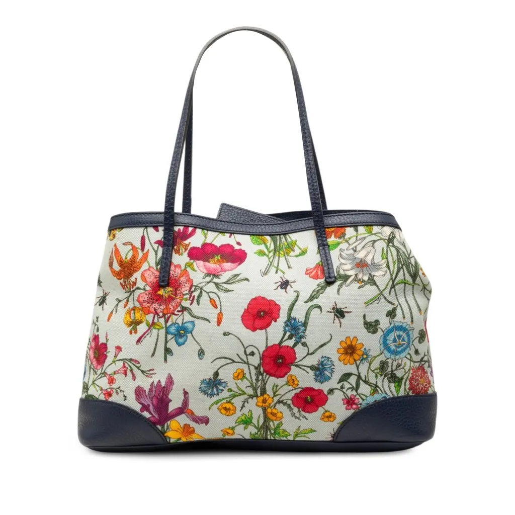Gucci Medium Canvas Flora Tote White Very good - Front View
