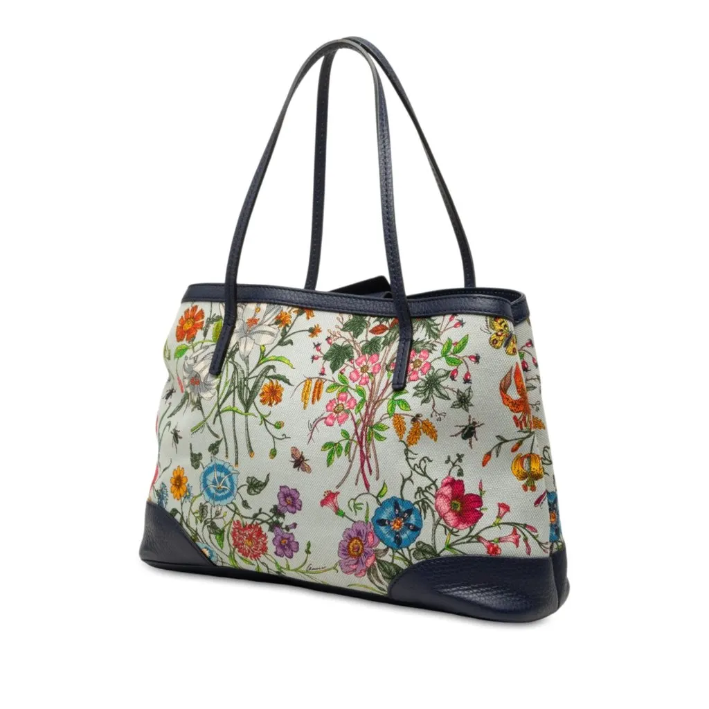 Gucci Medium Canvas Flora Tote White Very good - Back View