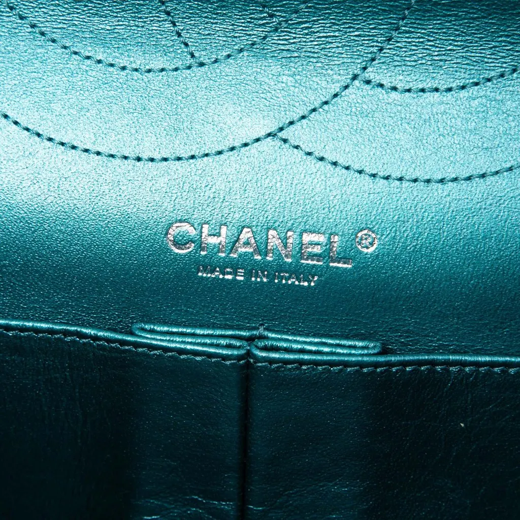 Chanel Quilted Metallic Lambskin Reissue 2.55 Double Flap 227 Blue Leather Very good - Box View