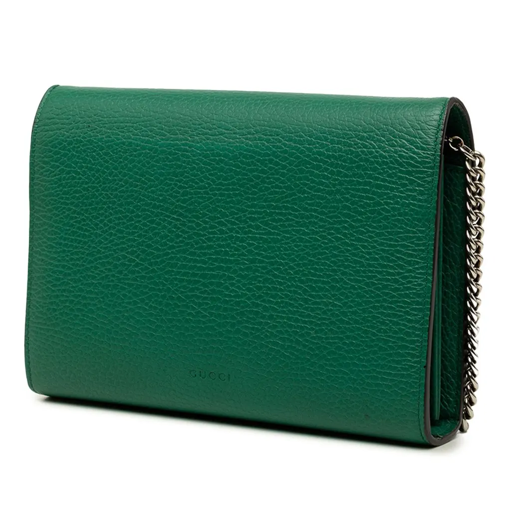 Gucci Calfskin Dionysus Wallet on Chain Green Leather Very good - Back View
