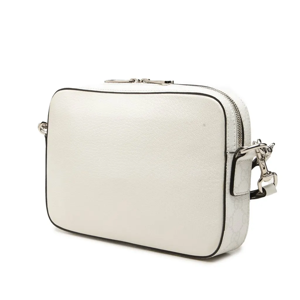 Gucci GG Supreme Trimmed Calfskin Crossbody White Leather Very good - Back View