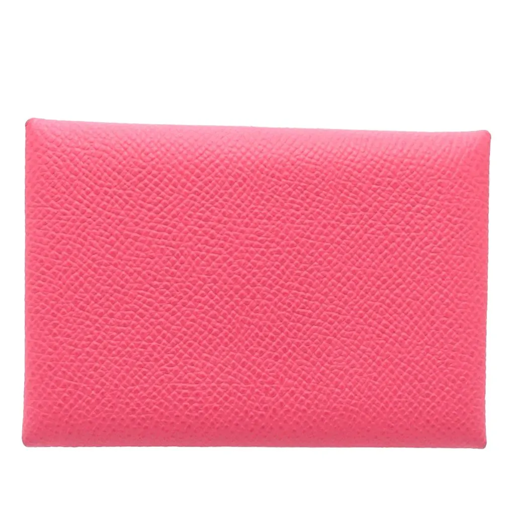 Hermès Epsom Calvi Duo Card Holder Pink Leather Very good - Front View