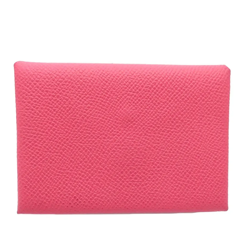 Hermès Epsom Calvi Duo Card Holder Pink Leather Very good - Back View