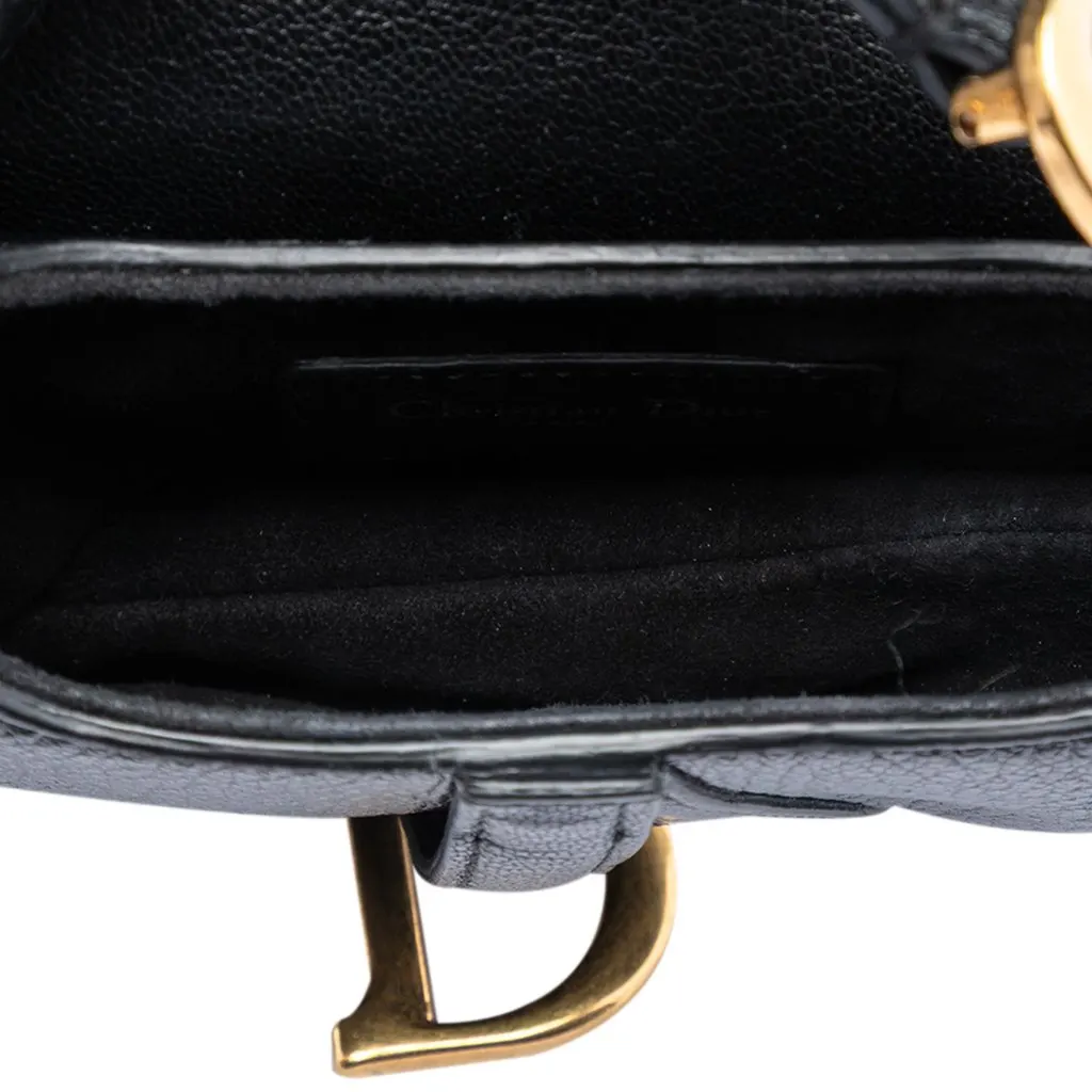 Dior Micro Goatskin Saddle Bag Black Leather Very good - Model View