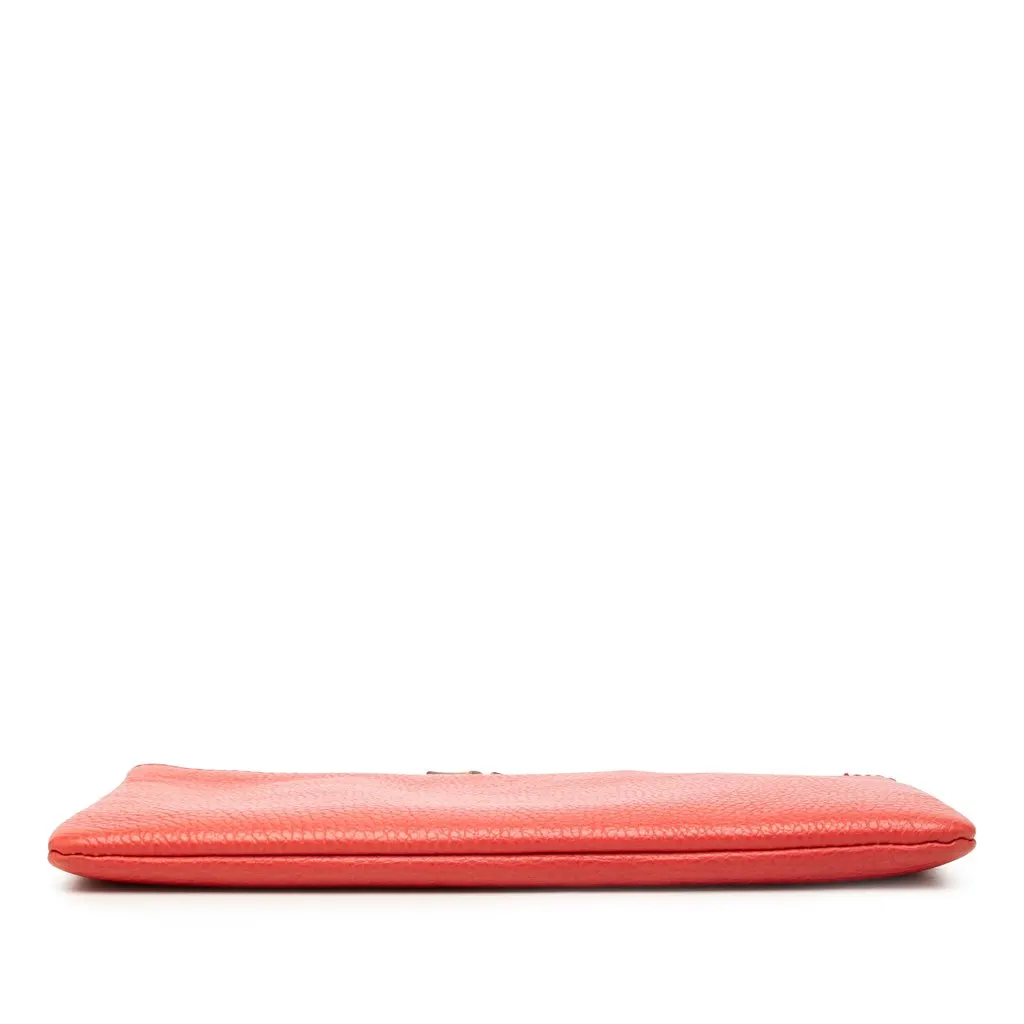 Gucci Calfskin Bamboo Clutch Red Leather Very good - Inside View