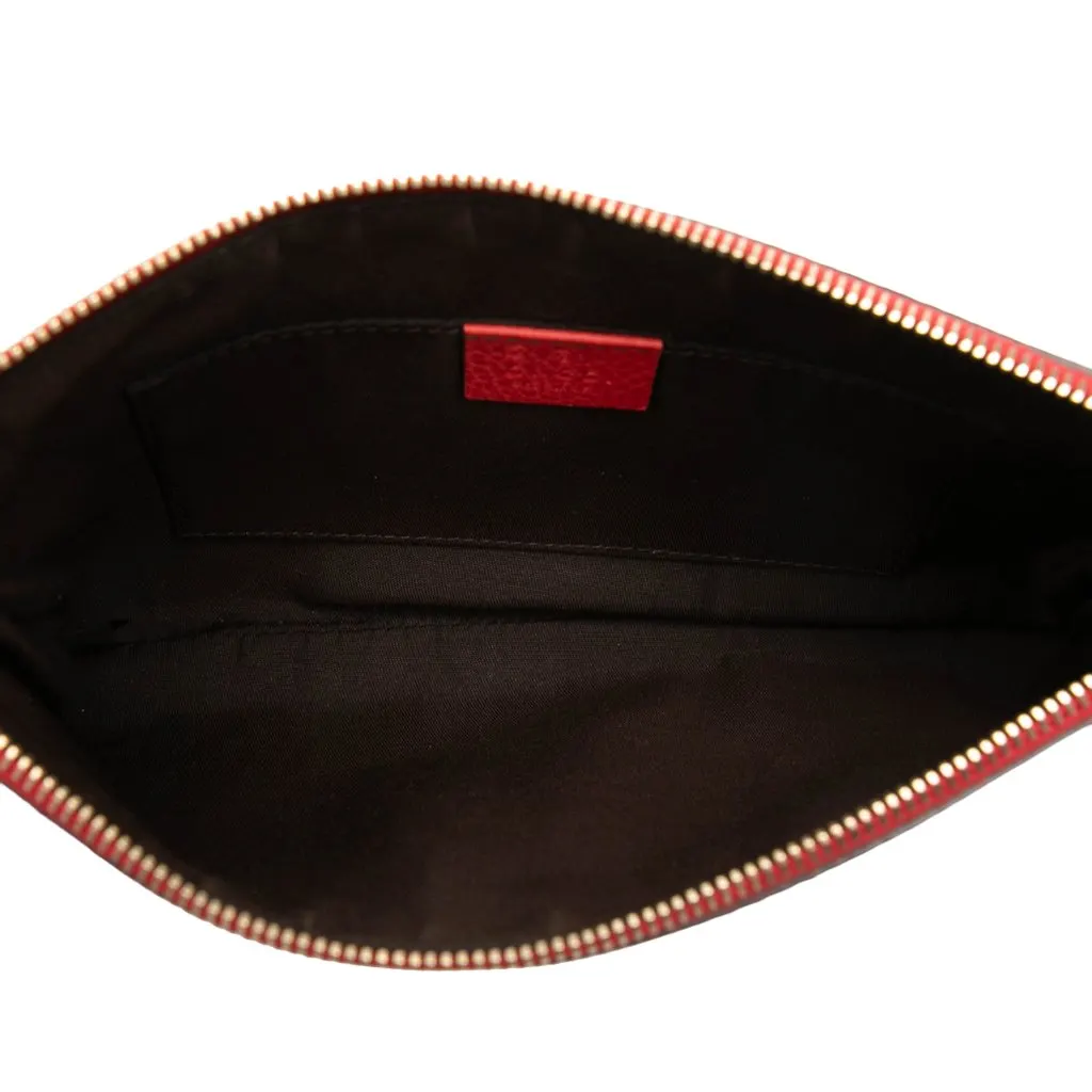 Gucci Calfskin Bamboo Clutch Red Leather Very good - Model View
