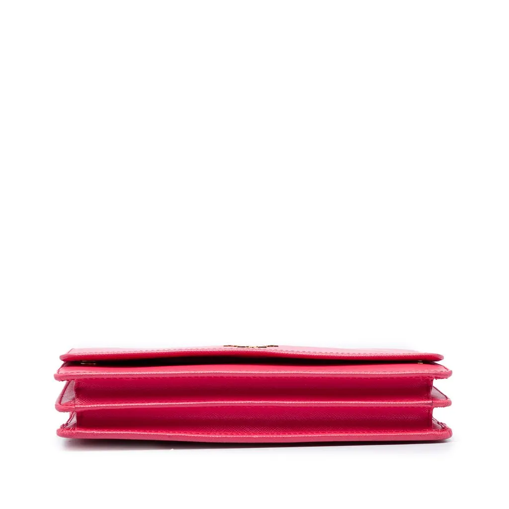 Prada Saffiano Wallet on Chain Pink Leather Very good - Inside View
