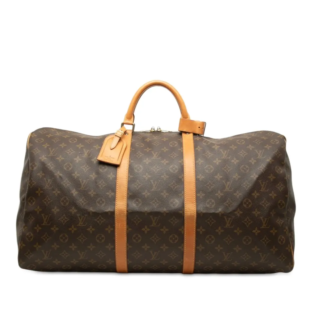 Louis Vuitton Monogram Keepall 60 Brown Canvas Good - Front View