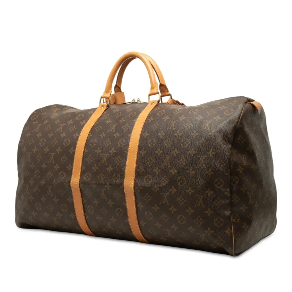 Louis Vuitton Monogram Keepall 60 Brown Canvas Good - Back View