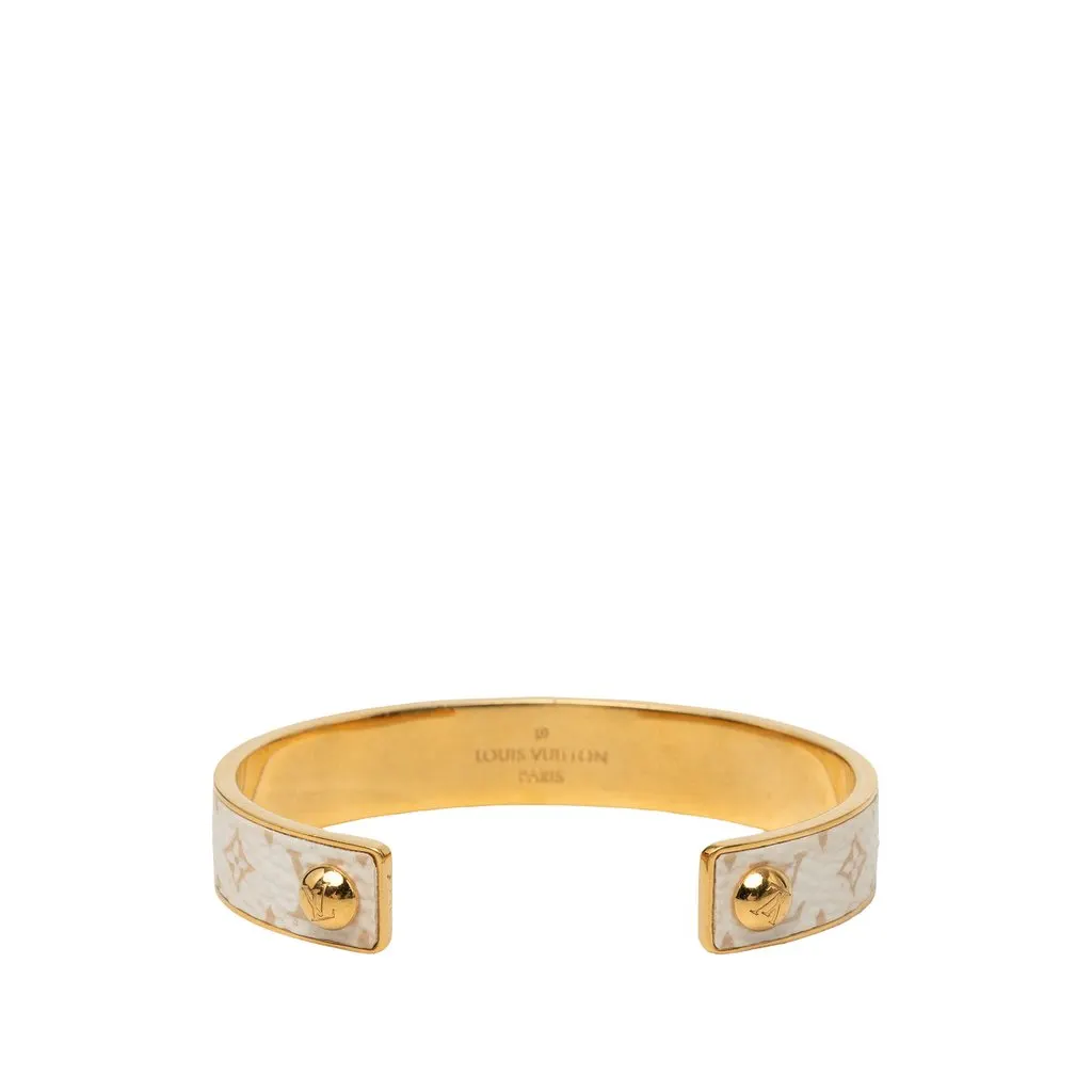 Louis Vuitton Gold Tone Monogram Jonc Cuff Bracelet White Very good - Inside View