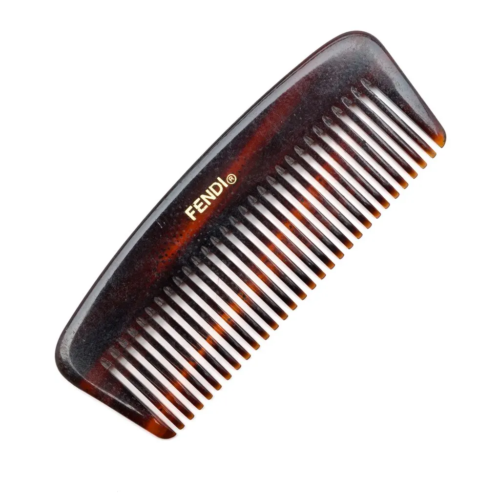 Fendi Acetate Tortoise Shell Hair Comb Brown Plastic Very good - Front View