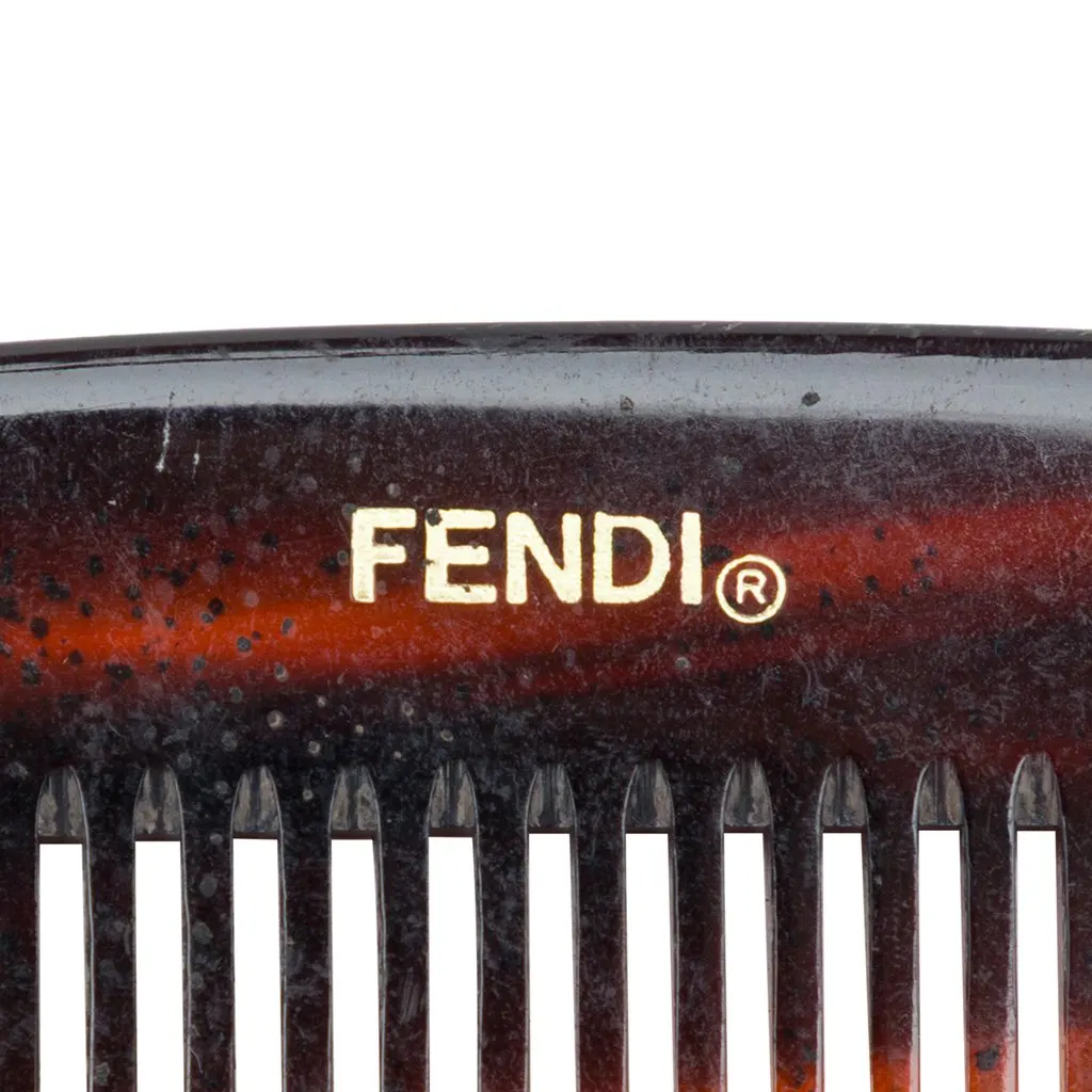 Fendi Acetate Tortoise Shell Hair Comb Brown Plastic Very good - Inside View