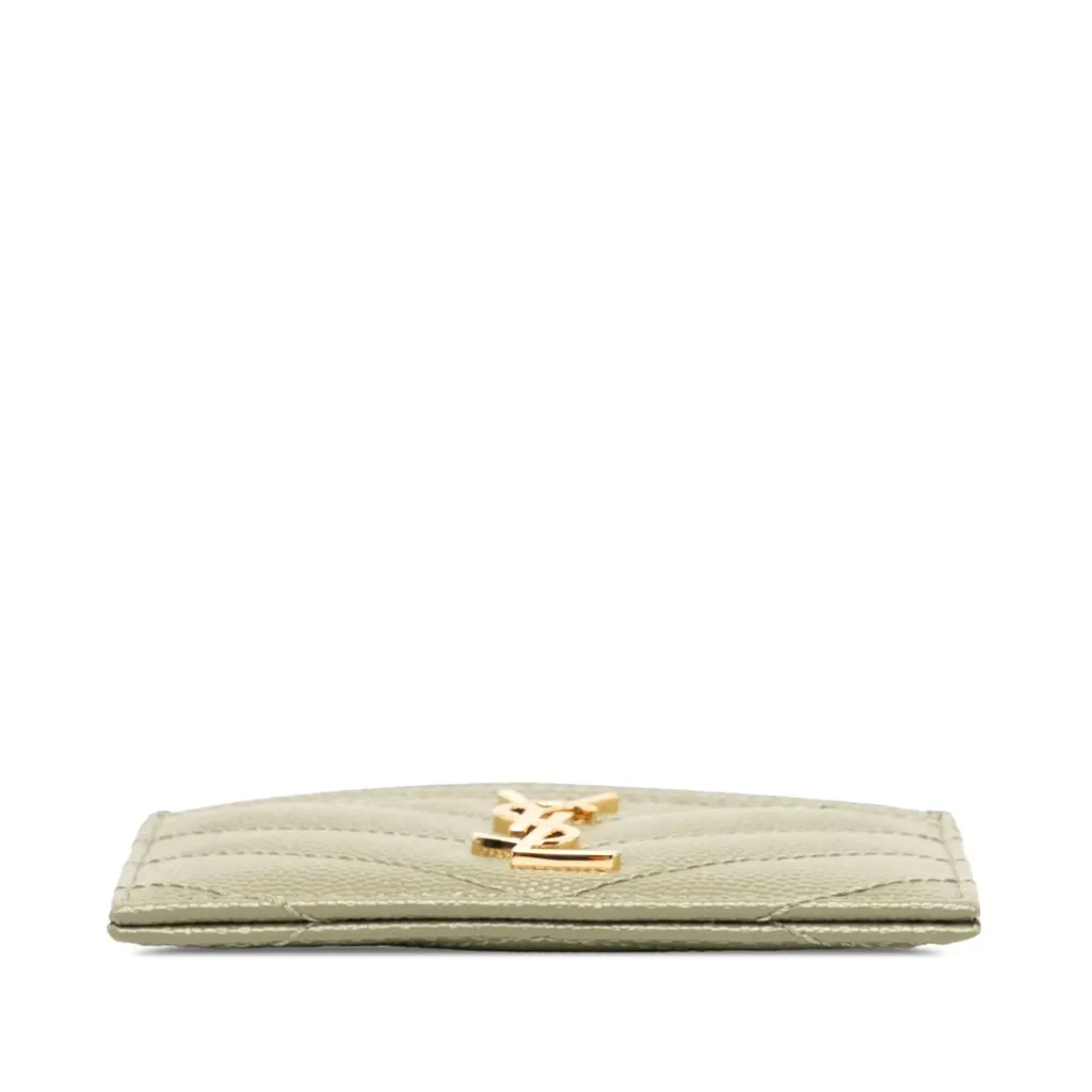 Saint Laurent Chevron Grain de Poudre Cassandre Card Holder Green Leather Very good - Inside View