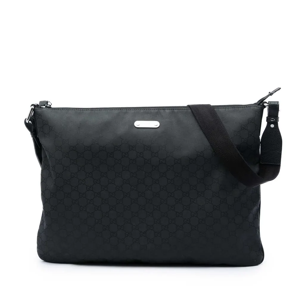 Gucci GG Nylon Crossbody Black Polyamide Good - Front View