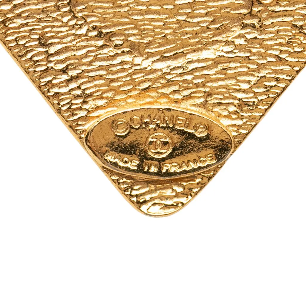 Chanel CC Gold Plated Diamond Shape Pendant Necklace Gold Metal Very good - Inside View