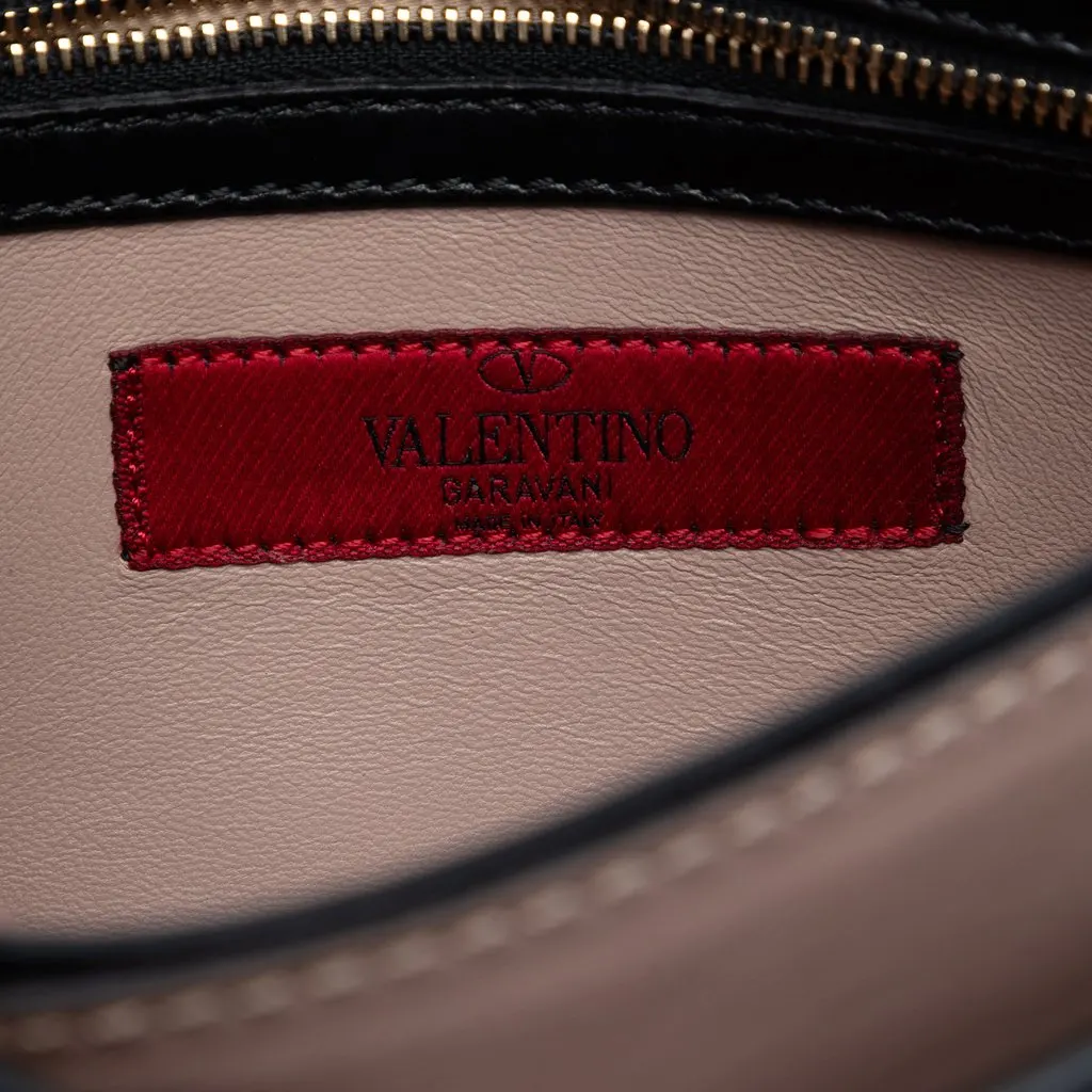 Valentino Nappa Rockstud Wristlet Clutch Black Leather Very good - Box View