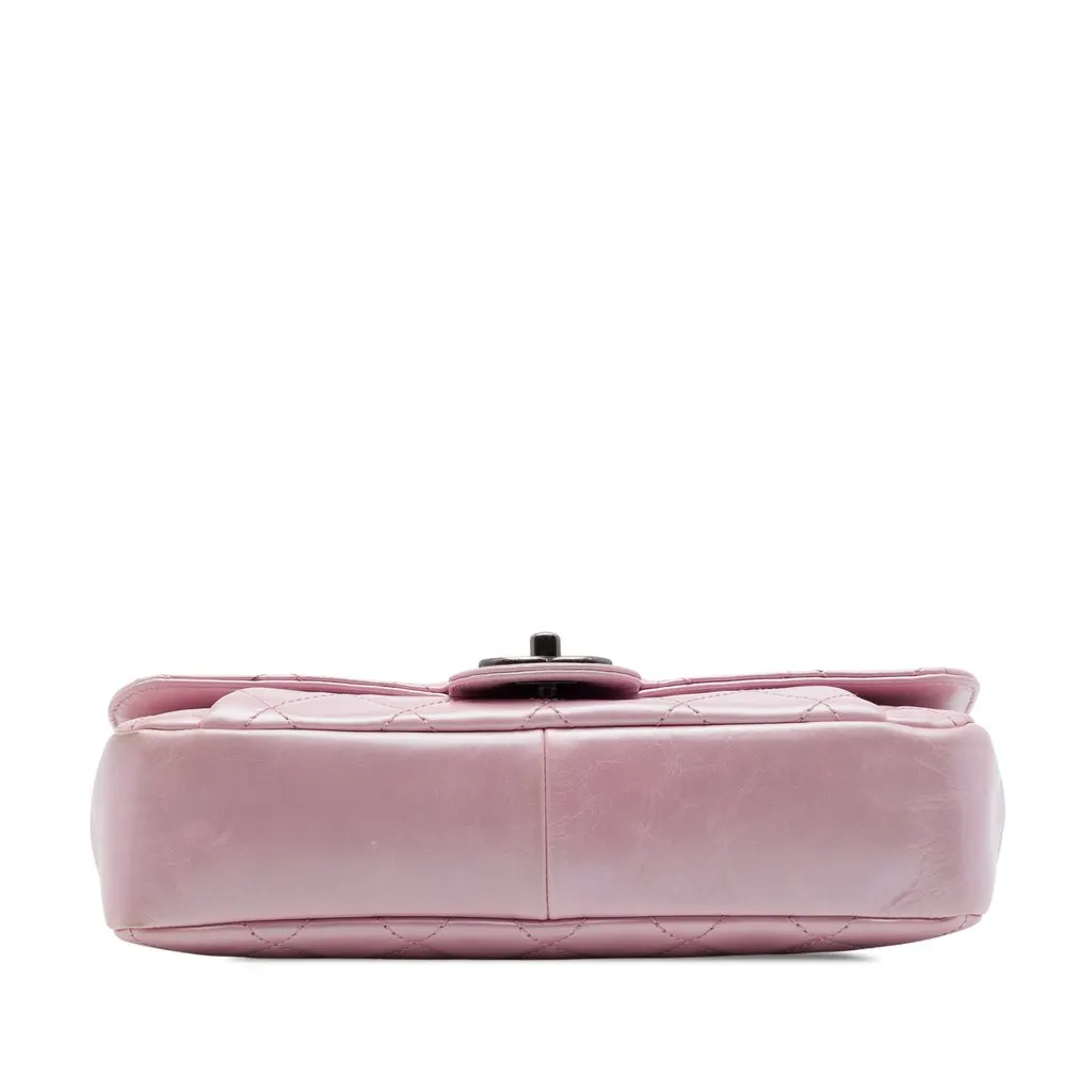 Chanel Medium Quilted Metallic Calfskin Coco Pleats Chain Flap Pink Leather Very good - Inside View
