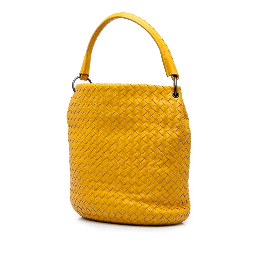 Bottega Veneta Nappa Intrecciato Bucket Bag Yellow Leather Good - Back View