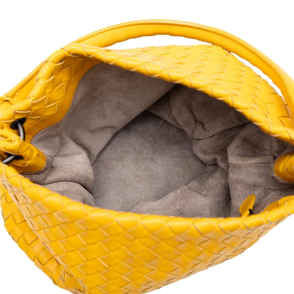 Bottega Veneta Nappa Intrecciato Bucket Bag Yellow Leather Good - Model View