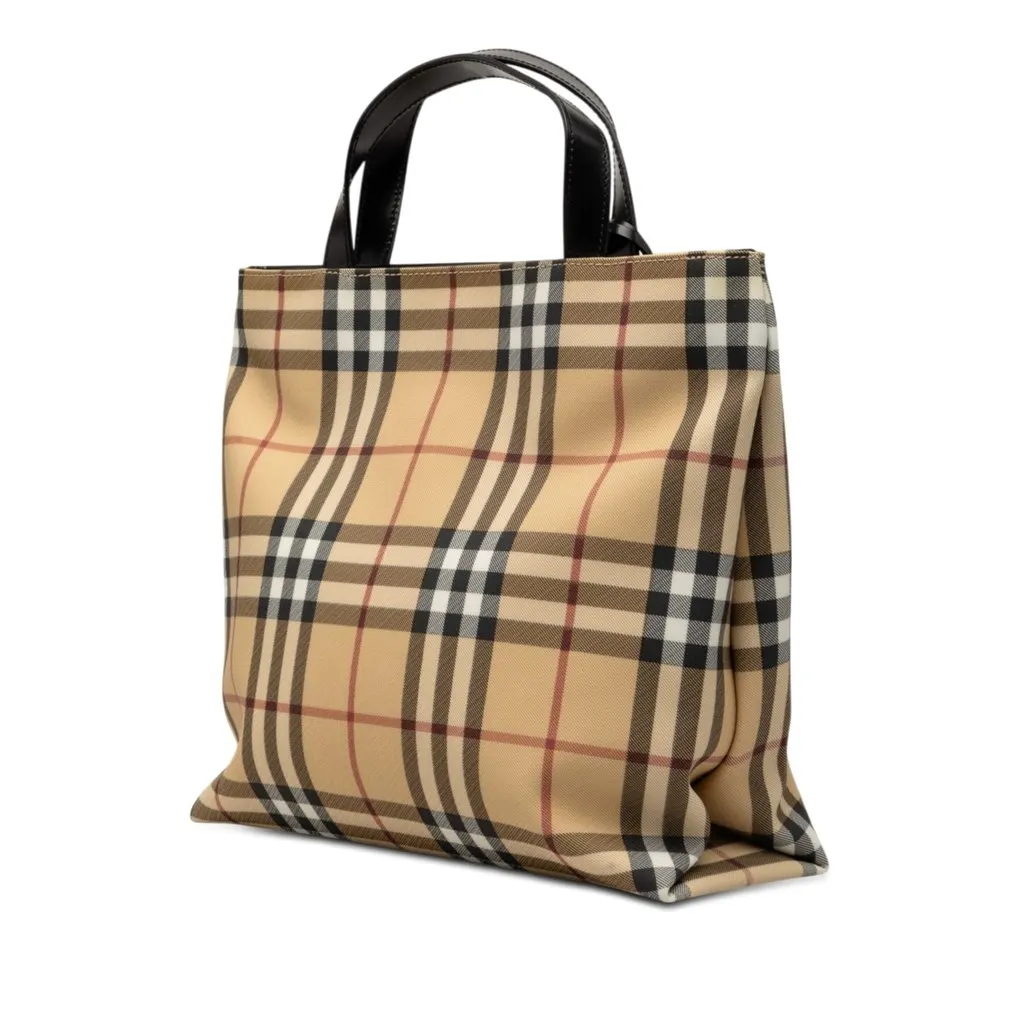 Burberry House Check Coated Canvas Tote Beige Very good - Back View