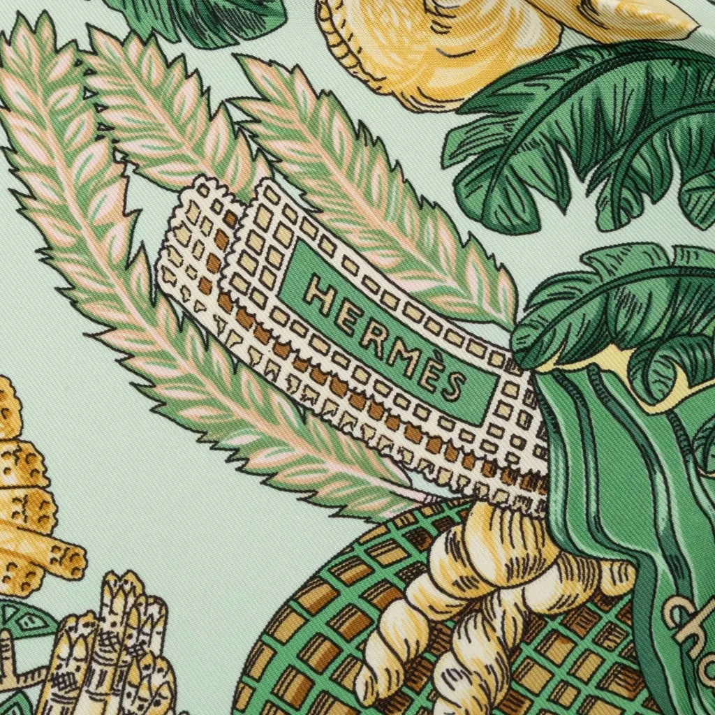 Hermès Chapeau Silk Scarf 90 Green Silk Very good - Box View