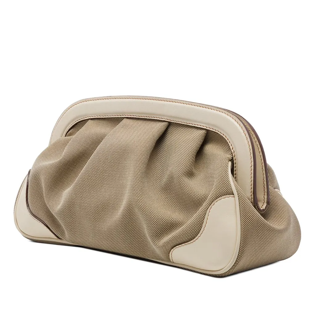 Prada Canvas Canapa Logo Frame Clutch Beige Canvas Very good - Back View