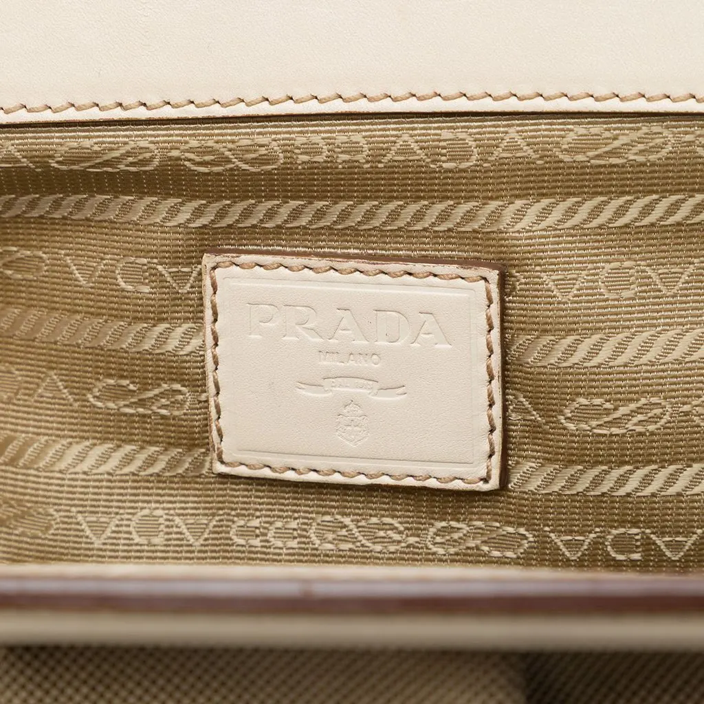 Prada Canvas Canapa Logo Frame Clutch Beige Canvas Very good - Box View