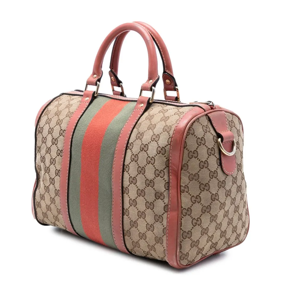 Gucci Medium GG Canvas Web Joy Boston Bag Beige Very good - Back View
