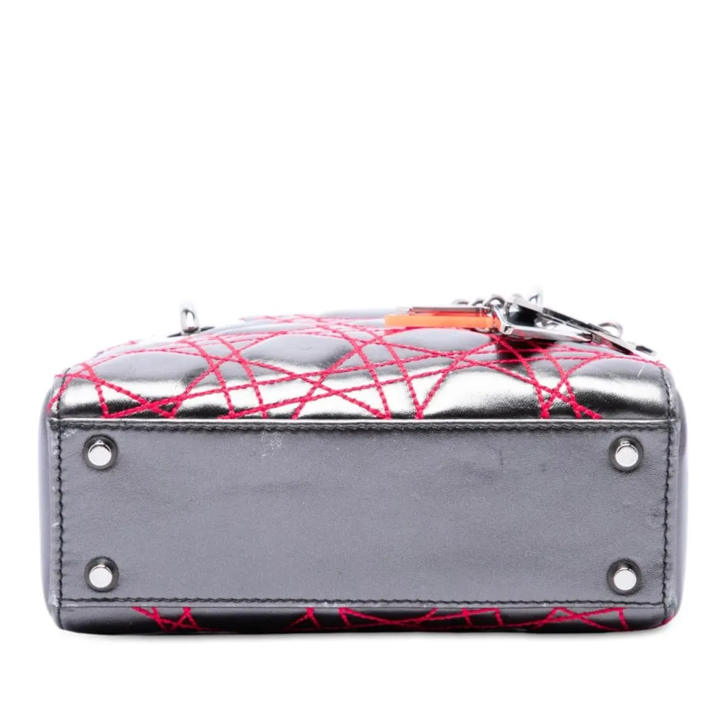 Dior Anselm Reyle Mini Metallic Lambskin Cannage Lady Dior MultiColor Leather Very good - Inside View