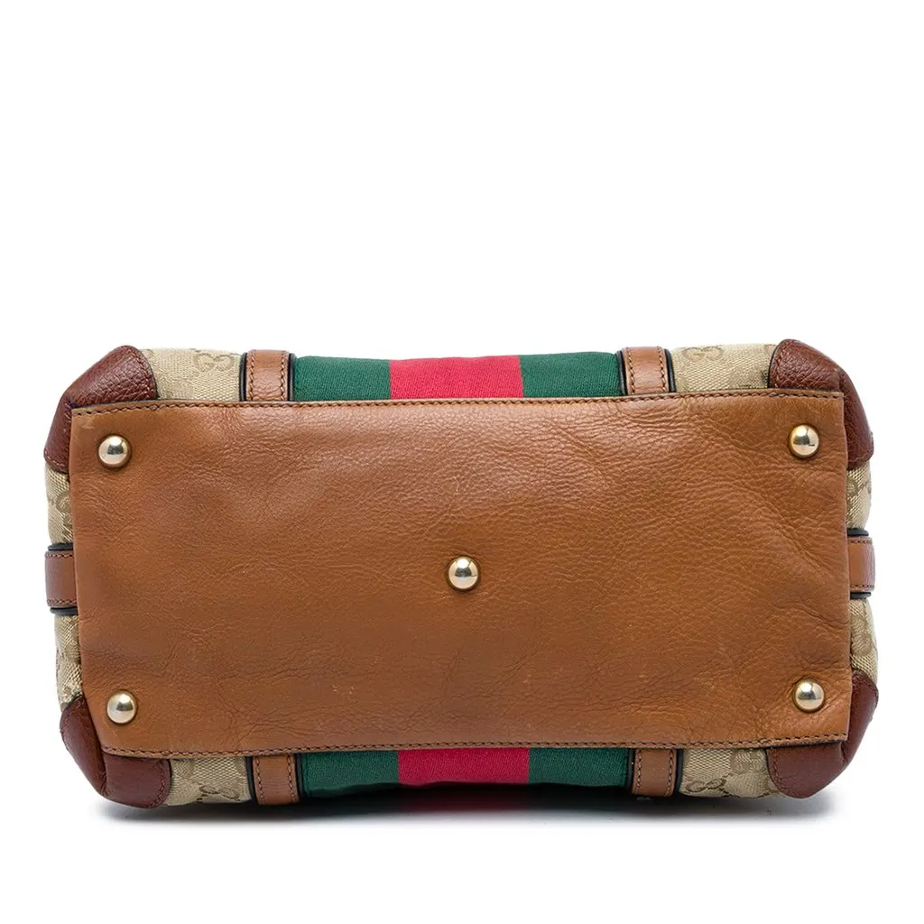 Gucci GG Canvas Web Rania Top Handle Bag Beige Canvas Good - Inside View