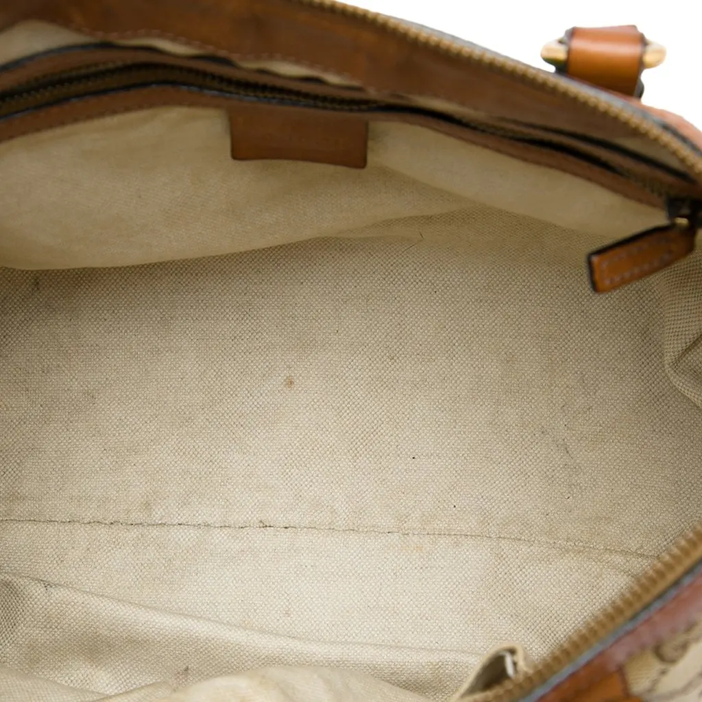 Gucci GG Canvas Web Rania Top Handle Bag Beige Canvas Good - Model View