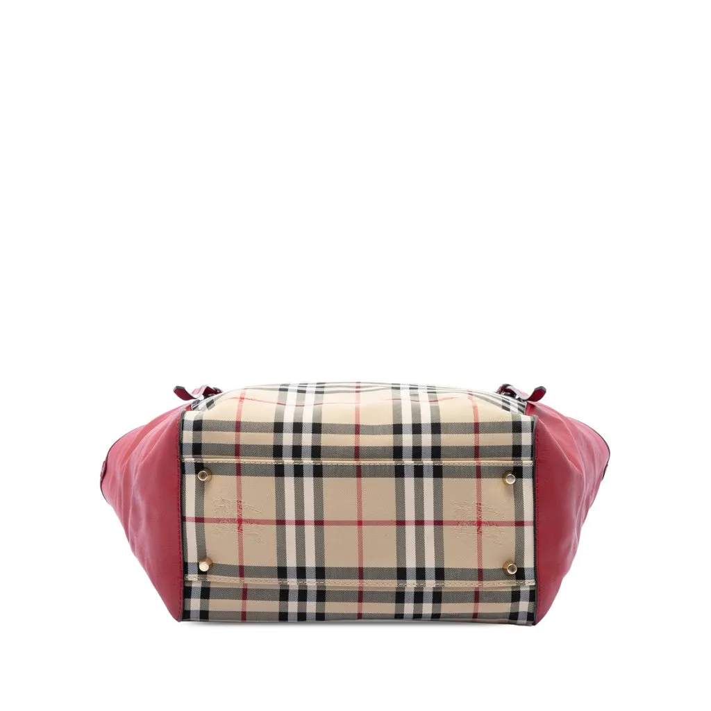 Burberry Small Haymarket Check Nylon and Calfskin Canterbury Tote Beige Polyamide Good - Inside View