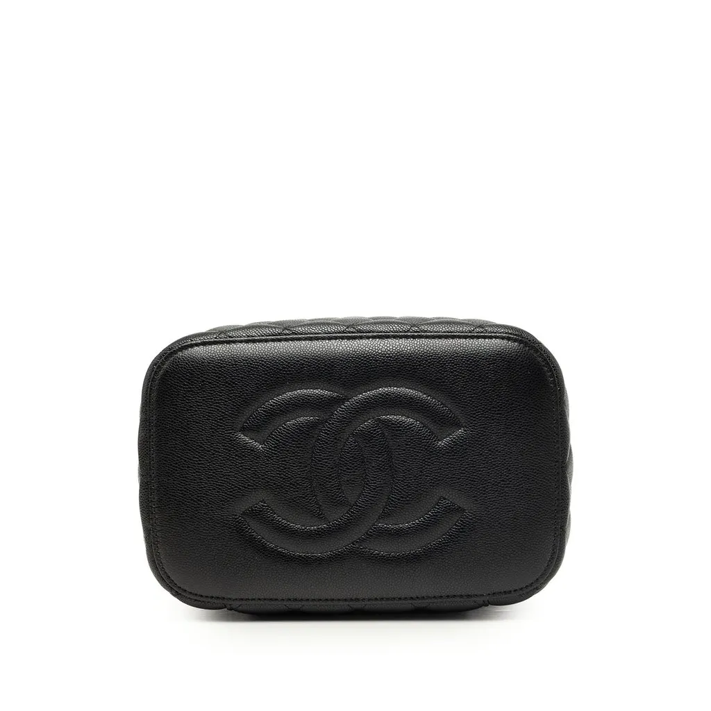 Chanel Medium CC Quilted  Caviar Vanity Case Black Leather Very good - Inside View