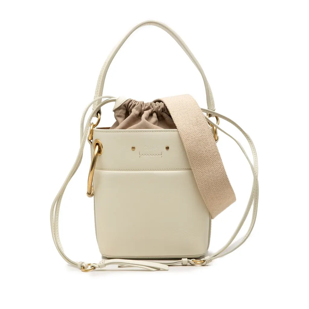 Chloé Mini Calfskin Roy Bucket Bag White Leather Very good - Front View