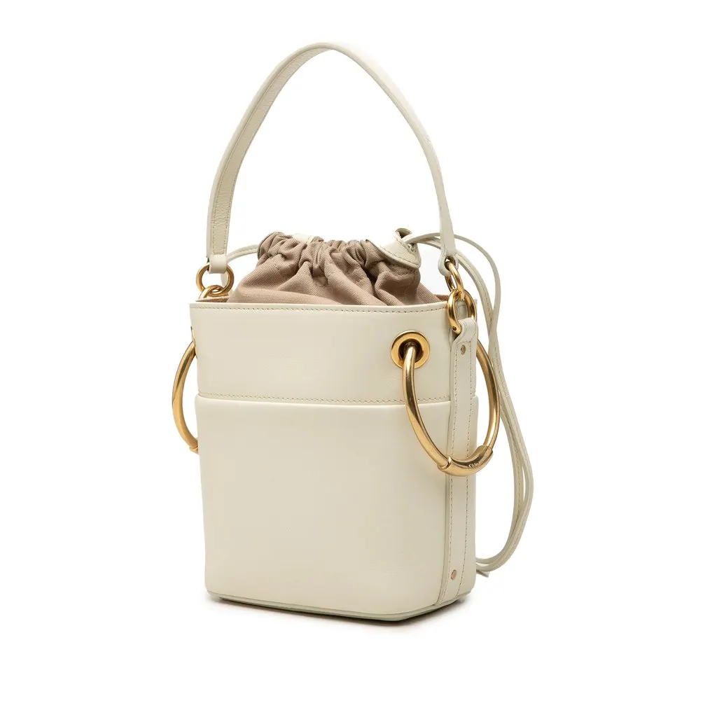 Chloé Mini Calfskin Roy Bucket Bag White Leather Very good - Back View