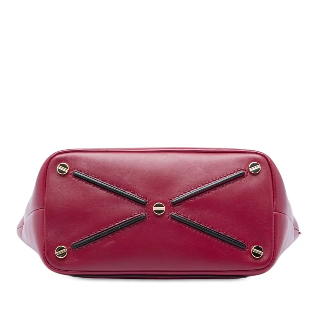 Valentino Leather Rockstud Demilune Satchel Red Leather Good - Inside View