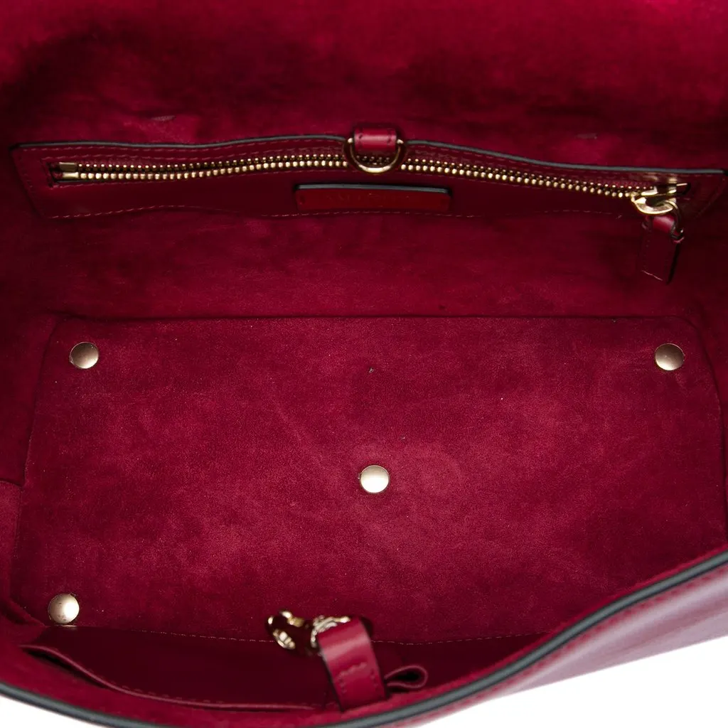 Valentino Leather Rockstud Demilune Satchel Red Leather Good - Model View