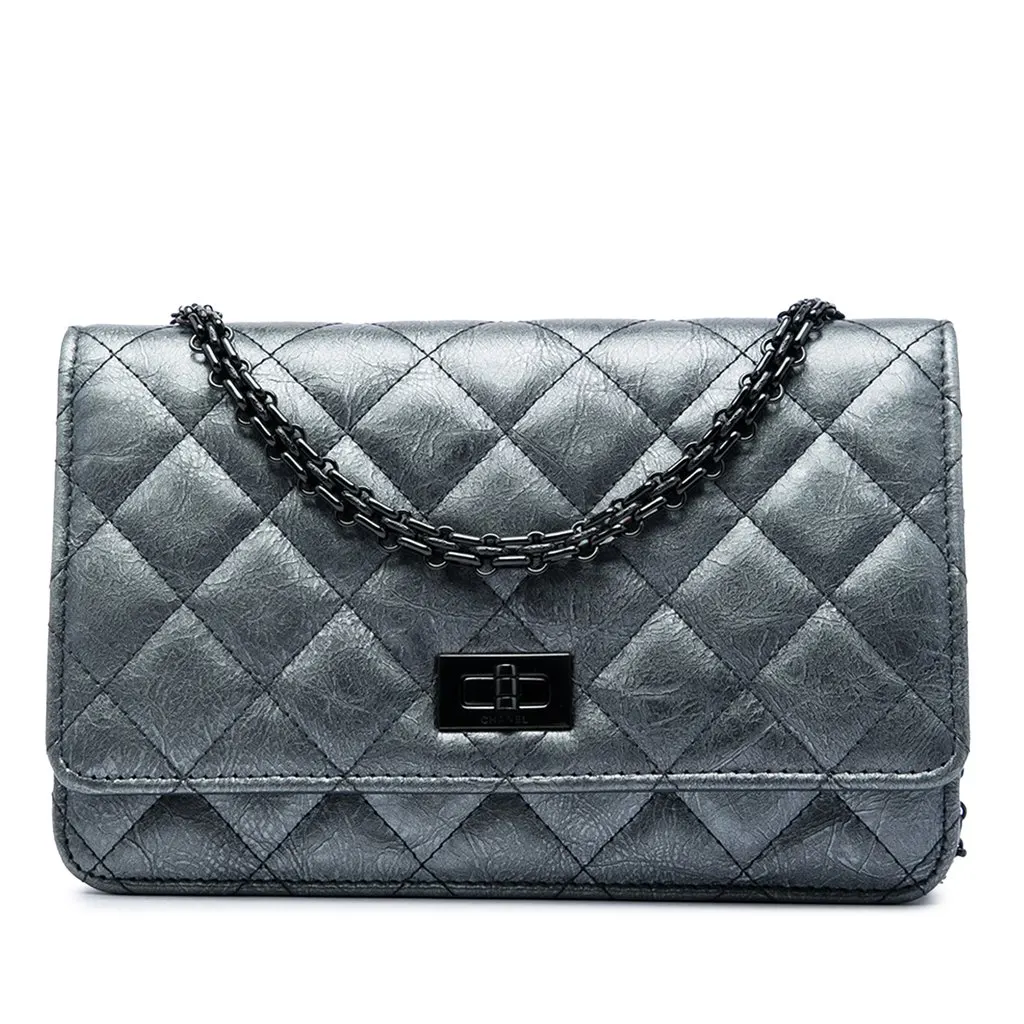 Chanel Quilted Aged Calfskin Reissue 2.55 Wallet on Chain MultiColor Leather Very good - Front View