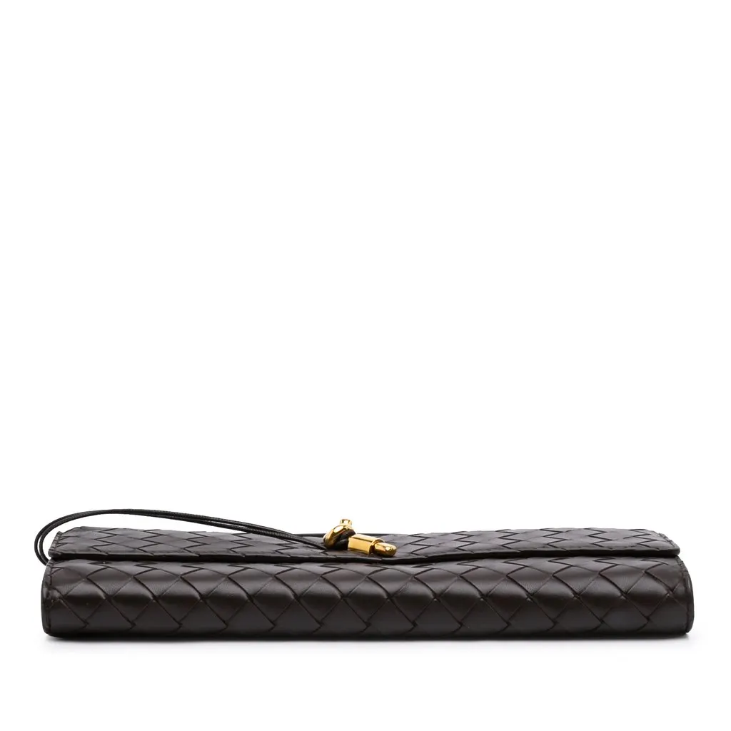 Bottega Veneta Lambskin Intrecciato Andiamo Clutch Brown Leather Very good - Inside View