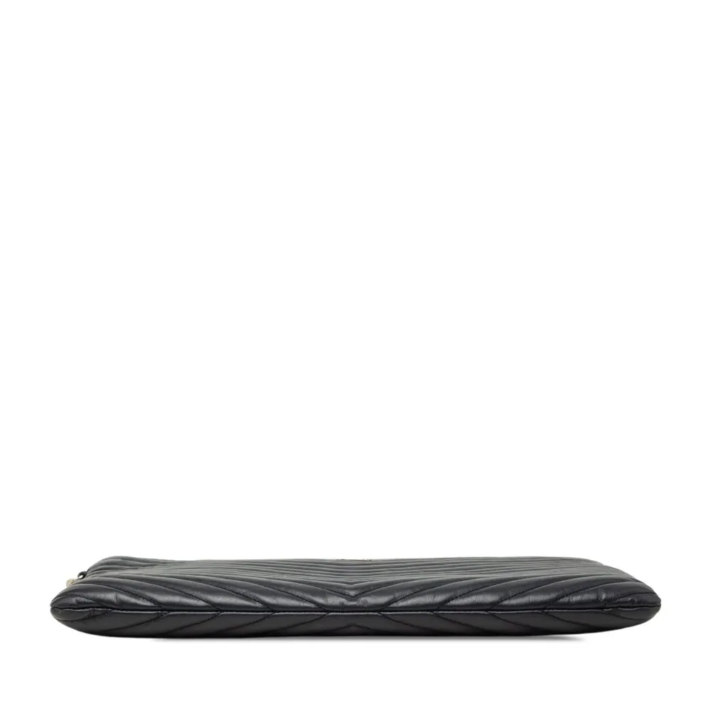 Saint Laurent Leather Chevron Monogram Document Holder Blue Leather Very good - Inside View