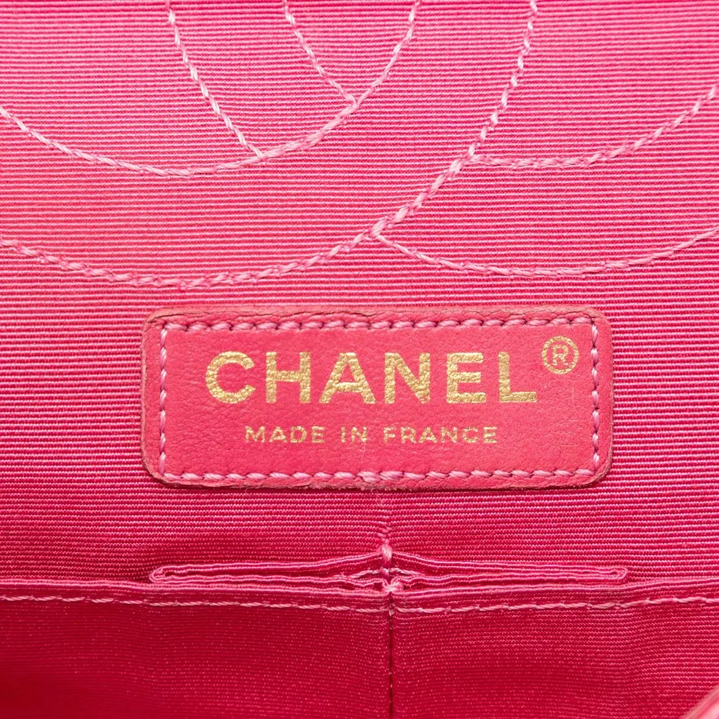 Chanel Croc Quilted Jersey Reissue 2.55 Double Flap 225 Pink Very good - Box View