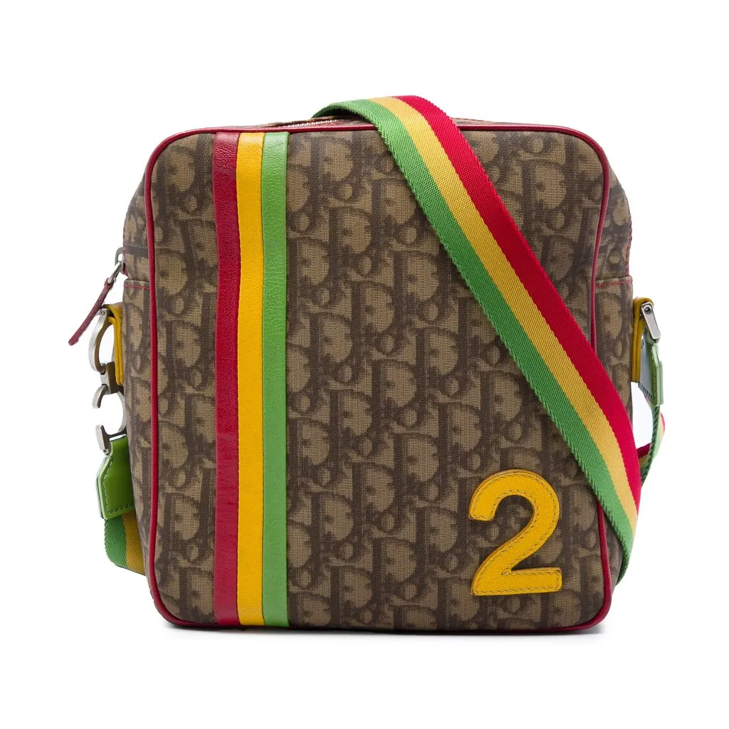 Dior Diorissimo Trotter Coated Canvas Rasta Crossbody Brown Very good - Front View