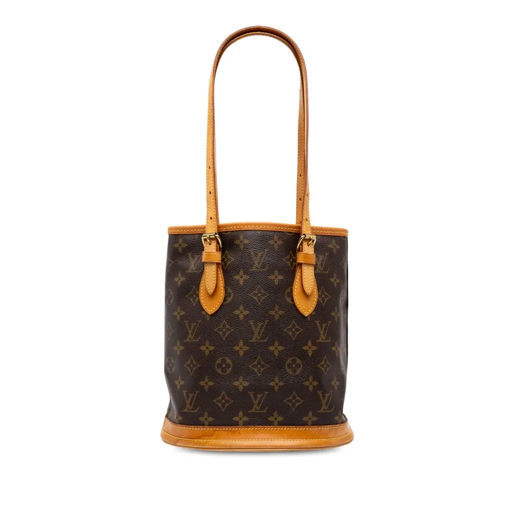 Louis Vuitton Monogram Petit Bucket Brown Canvas Good - Front View