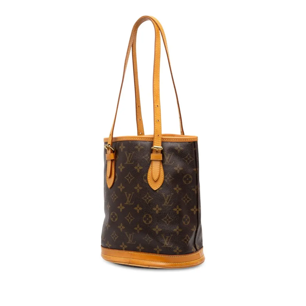 Louis Vuitton Monogram Petit Bucket Brown Canvas Good - Back View