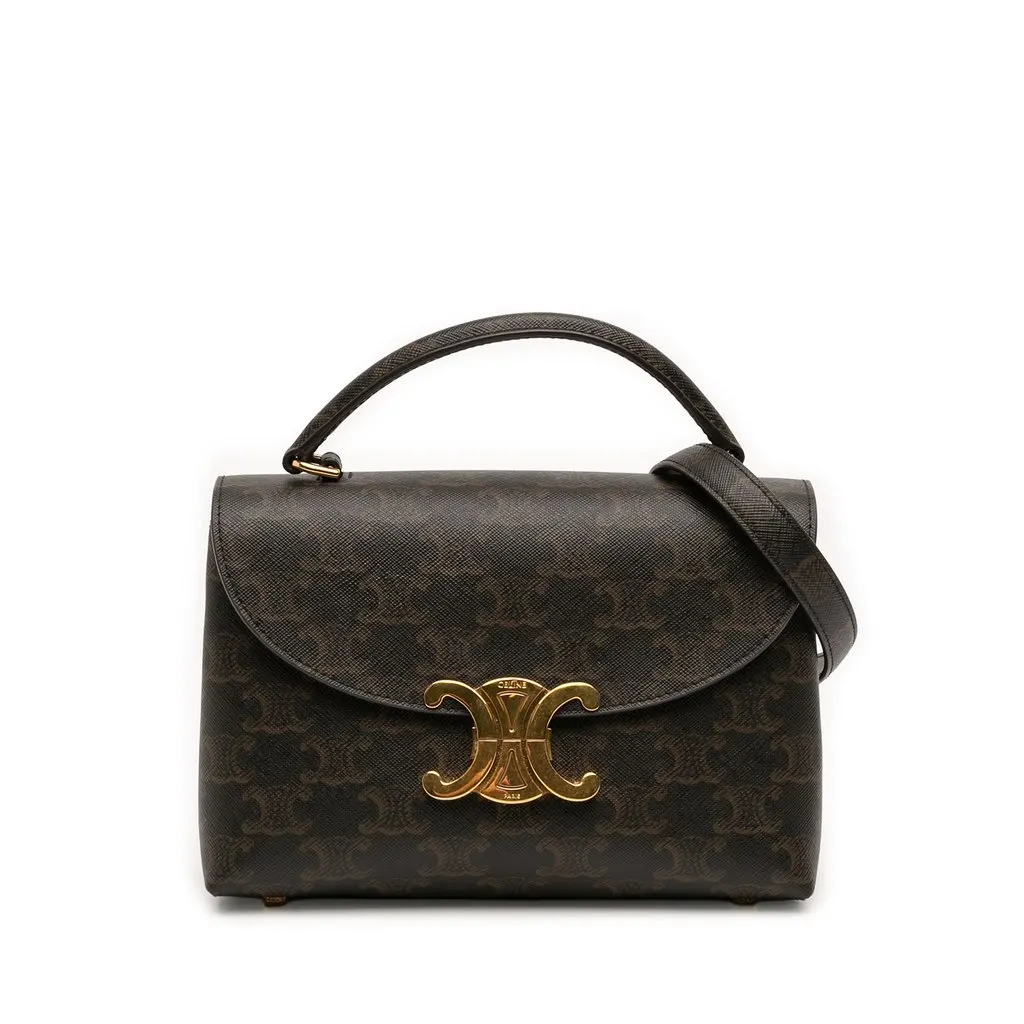 Celine Teen Triomphe Coated Canvas Nino Bag Brown Very good - Front View