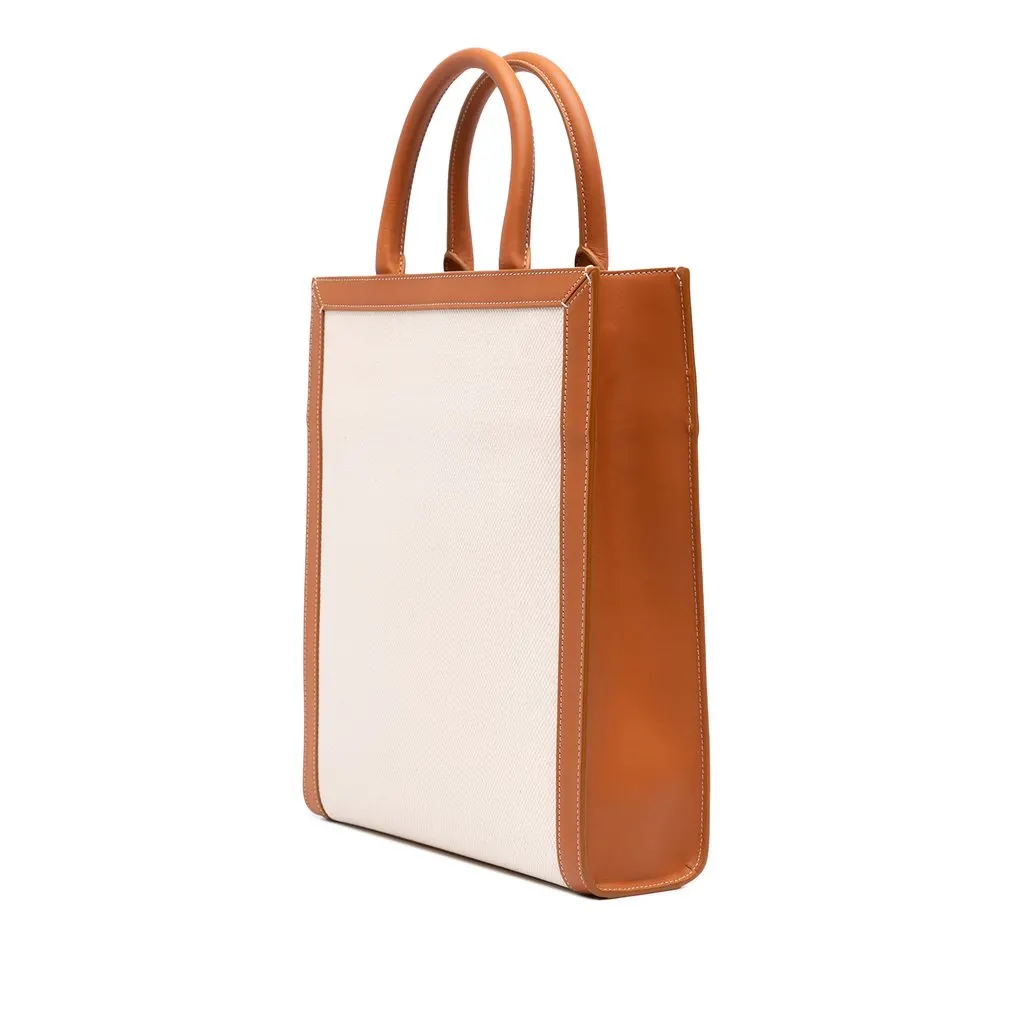 Celine Small Canvas Vertical Cabas Satchel Brown Canvas Very good - Back View